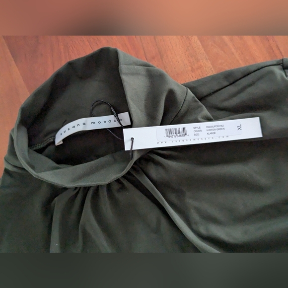 Revolve Susana Monaco mock gathered dress NWT size XL Color Hunter Green - Picture 7 of 9